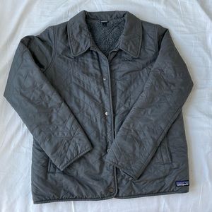 PATAGONIA GRAY FLEECE LINED QUILTED JACKET